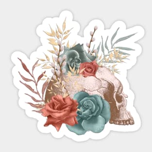 Skull with Floral Roses Sticker